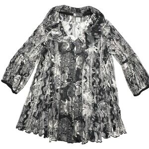 Damee, Inc Top Size Small Black and White Semi Sheer Button Up‎ Avant-garde